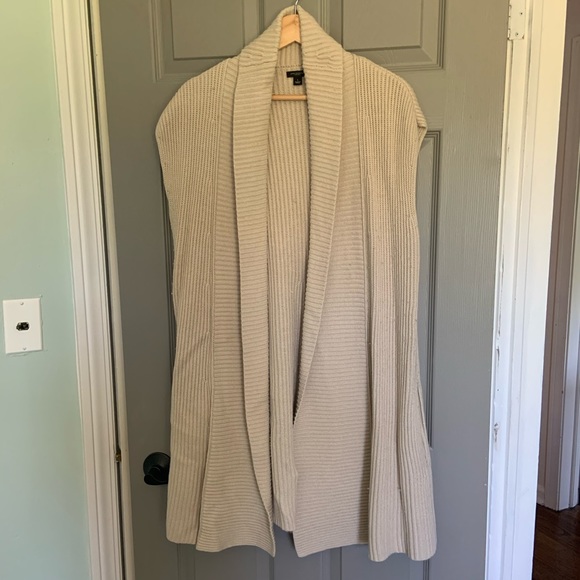 beige sleeveless cardigan